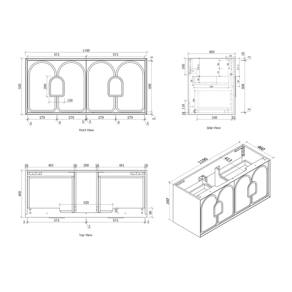 OTTI LAGUNA MARK II WOODLAND OAK 1200MM SINGLE BOWL WALL HUNG VANITY