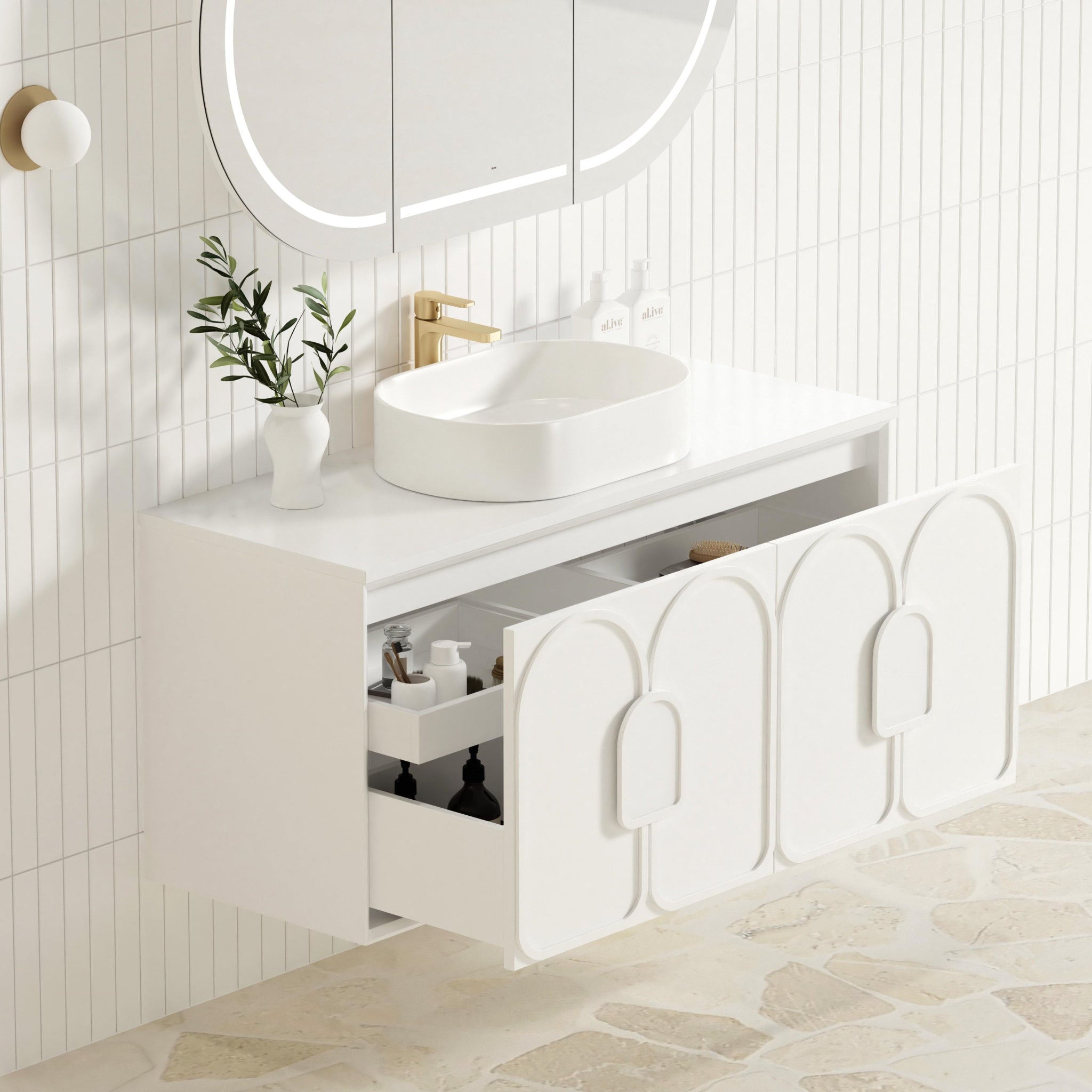 OTTI LAGUNA MARK II MATTE WHITE 1200MM SINGLE BOWL WALL HUNG VANITY