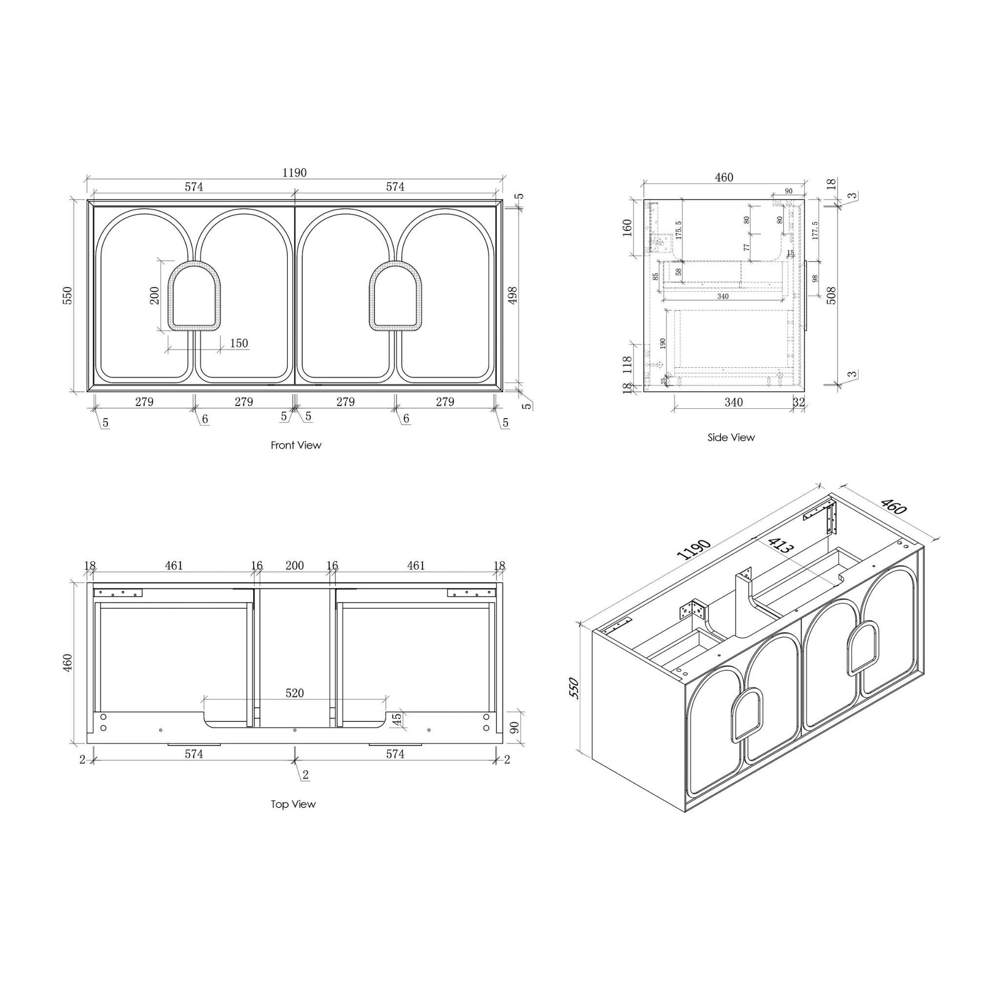 OTTI LAGUNA MARK II MATTE WHITE 1200MM SINGLE BOWL WALL HUNG VANITY