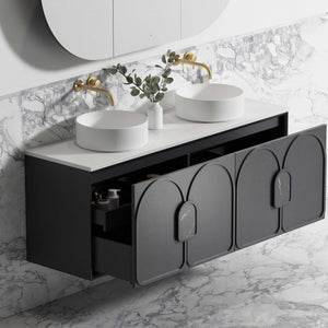 OTTI LAGUNA MARK II BLACK OAK 1500MM DOUBLE BOWL WALL HUNG VANITY
