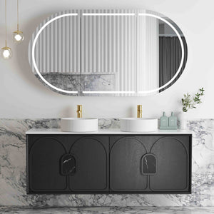 OTTI LAGUNA MARK II BLACK OAK 1500MM DOUBLE BOWL WALL HUNG VANITY