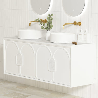 OTTI LAGUNA MARK II MATTE WHITE 1500MM DOUBLE BOWL WALL HUNG VANITY