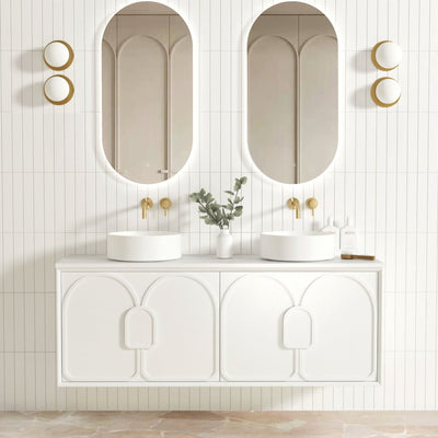 OTTI LAGUNA MARK II MATTE WHITE 1500MM DOUBLE BOWL WALL HUNG VANITY