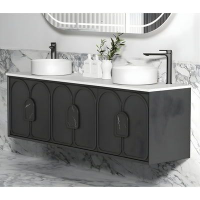 OTTI LAGUNA MARK II BLACK OAK 1800MM DOUBLE BOWL WALL HUNG VANITY