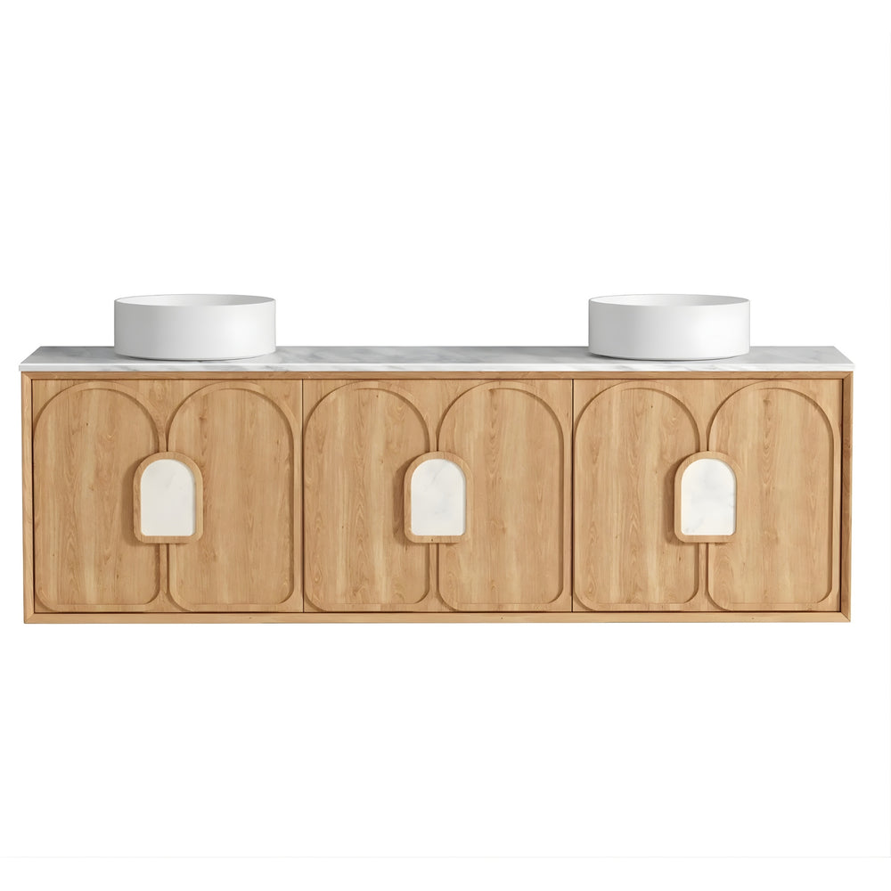 OTTI LAGUNA MARK II WOODLAND OAK 1800MM DOUBLE BOWL WALL HUNG VANITY