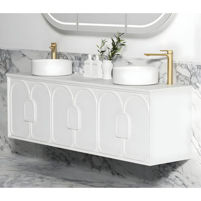 OTTI LAGUNA MARK II MATTE WHITE 1800MM DOUBLE BOWL WALL HUNG VANITY