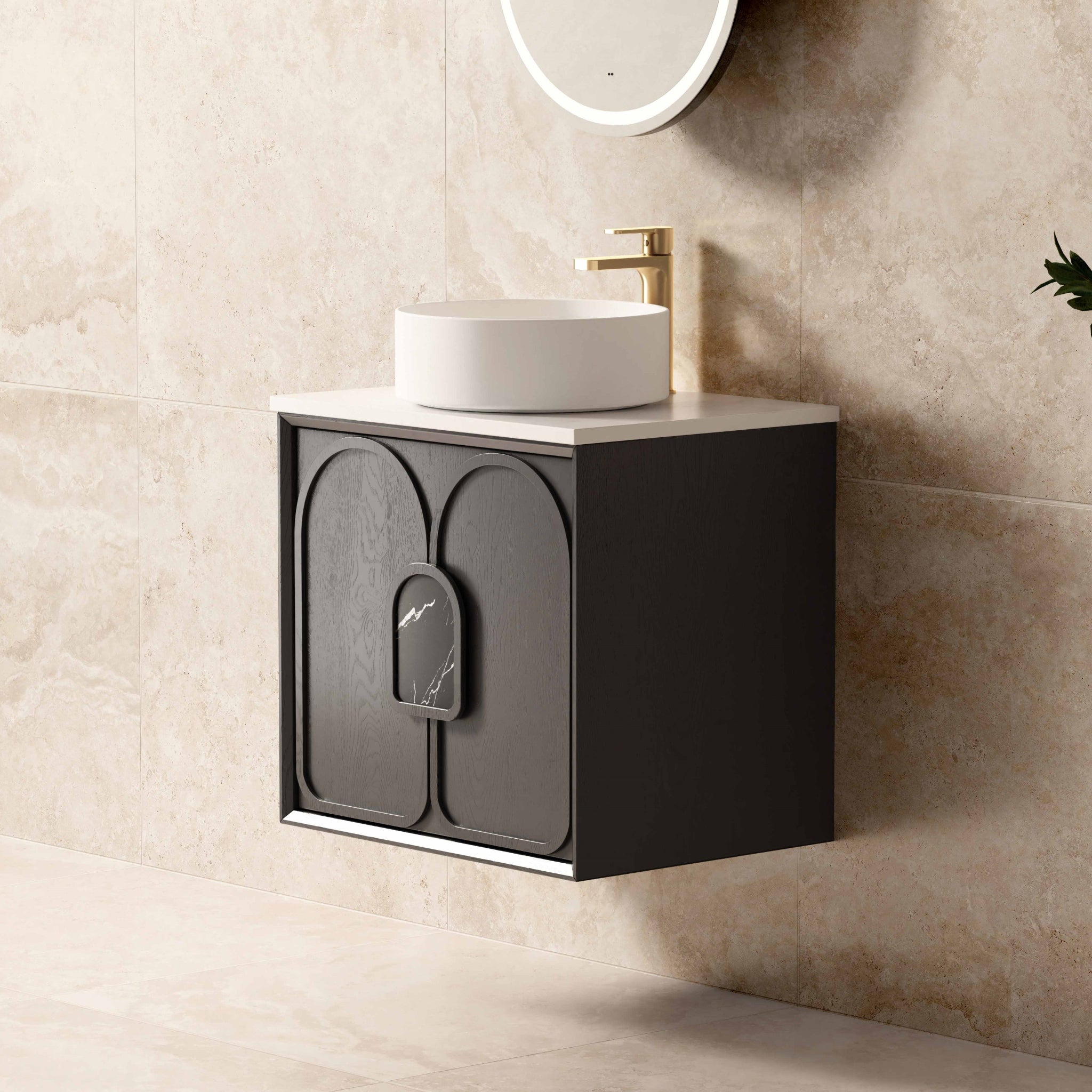 OTTI LAGUNA MARK II BLACK OAK 600MM SINGLE BOWL WALL HUNG VANITY