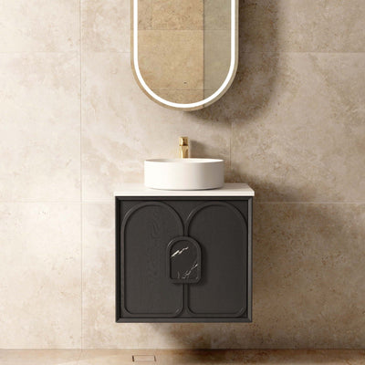 OTTI LAGUNA MARK II BLACK OAK 600MM SINGLE BOWL WALL HUNG VANITY