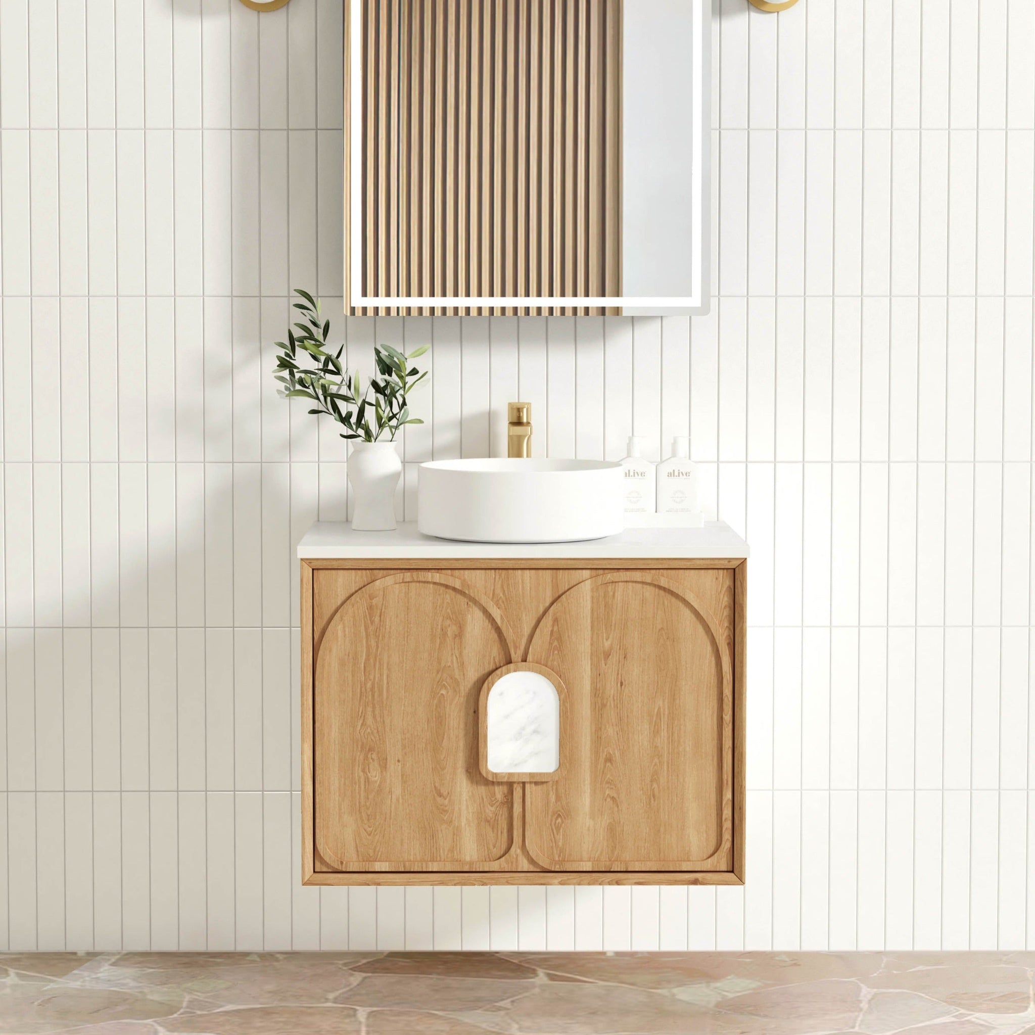 OTTI LAGUNA MARK II WOODLAND OAK 750MM SINGLE BOWL WALL HUNG VANITY
