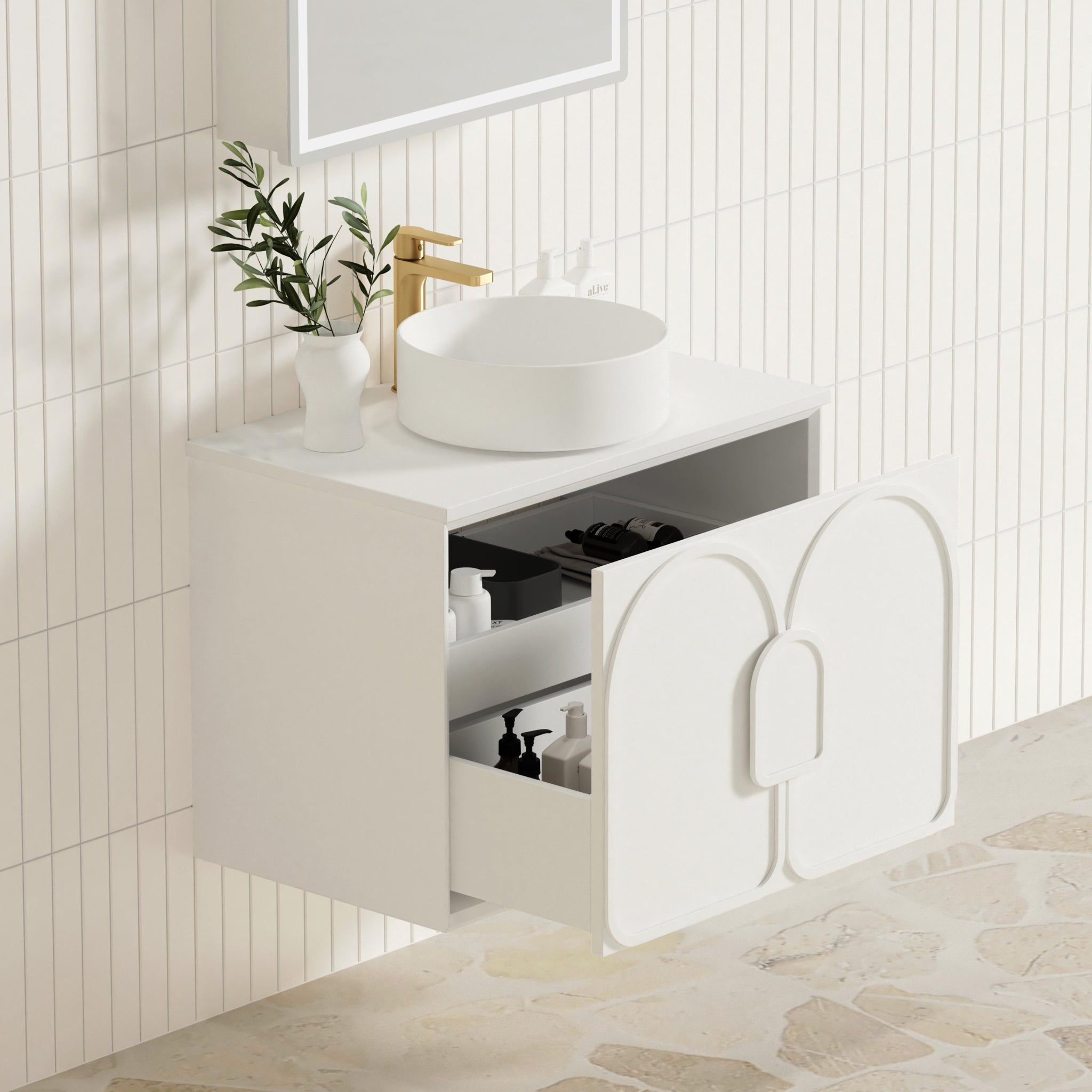 OTTI LAGUNA MARK II MATTE WHITE 750MM SINGLE BOWL WALL HUNG VANITY