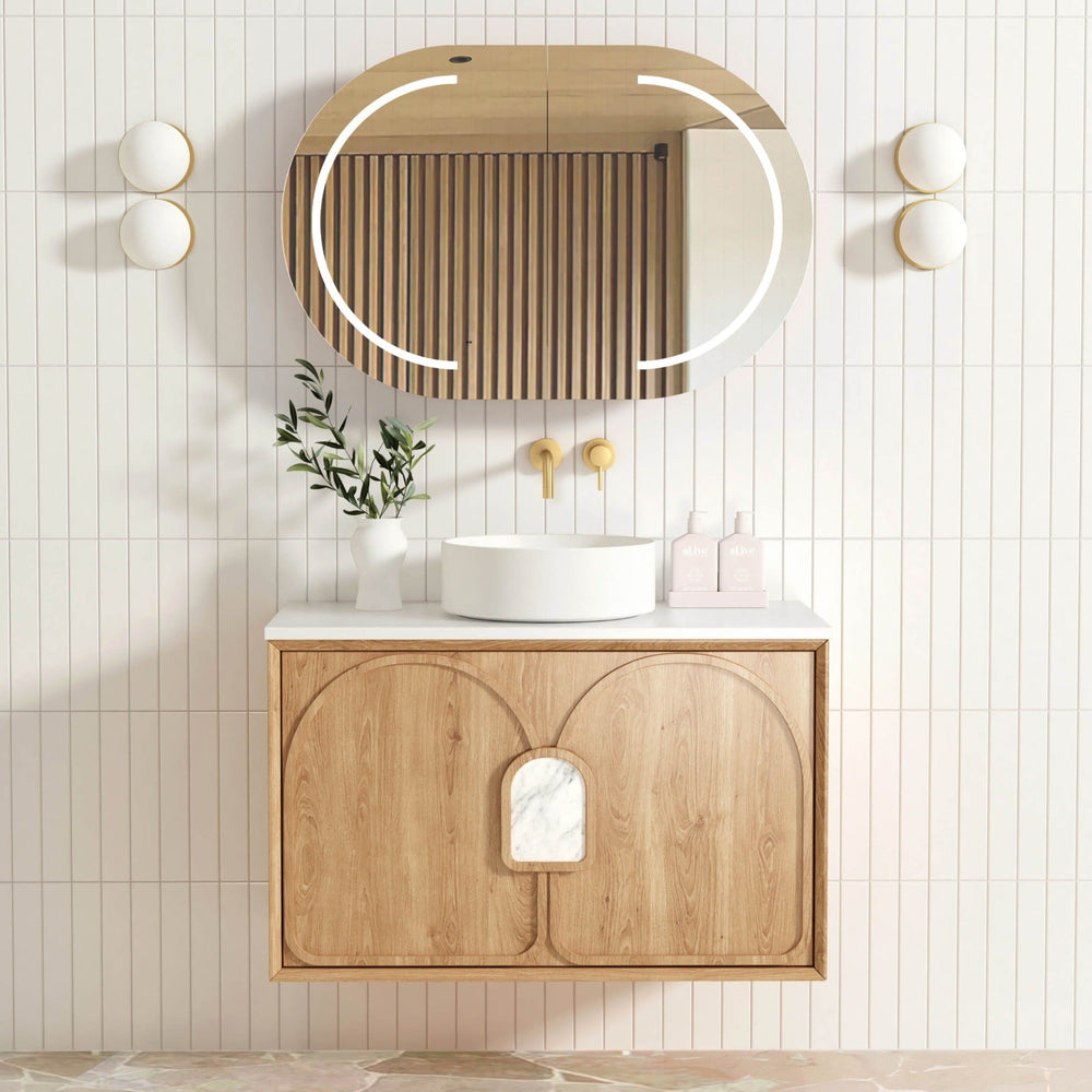 OTTI LAGUNA MARK II WOODLAND OAK 900MM SINGLE BOWL WALL HUNG VANITY