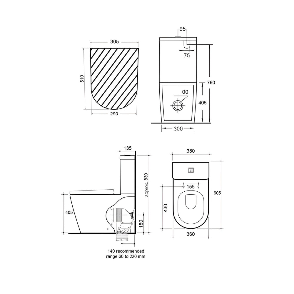 LUKKA ACADIA TORNADO RIMLESS BACK TO WALL TOILET SUITE GLOSS WHITE