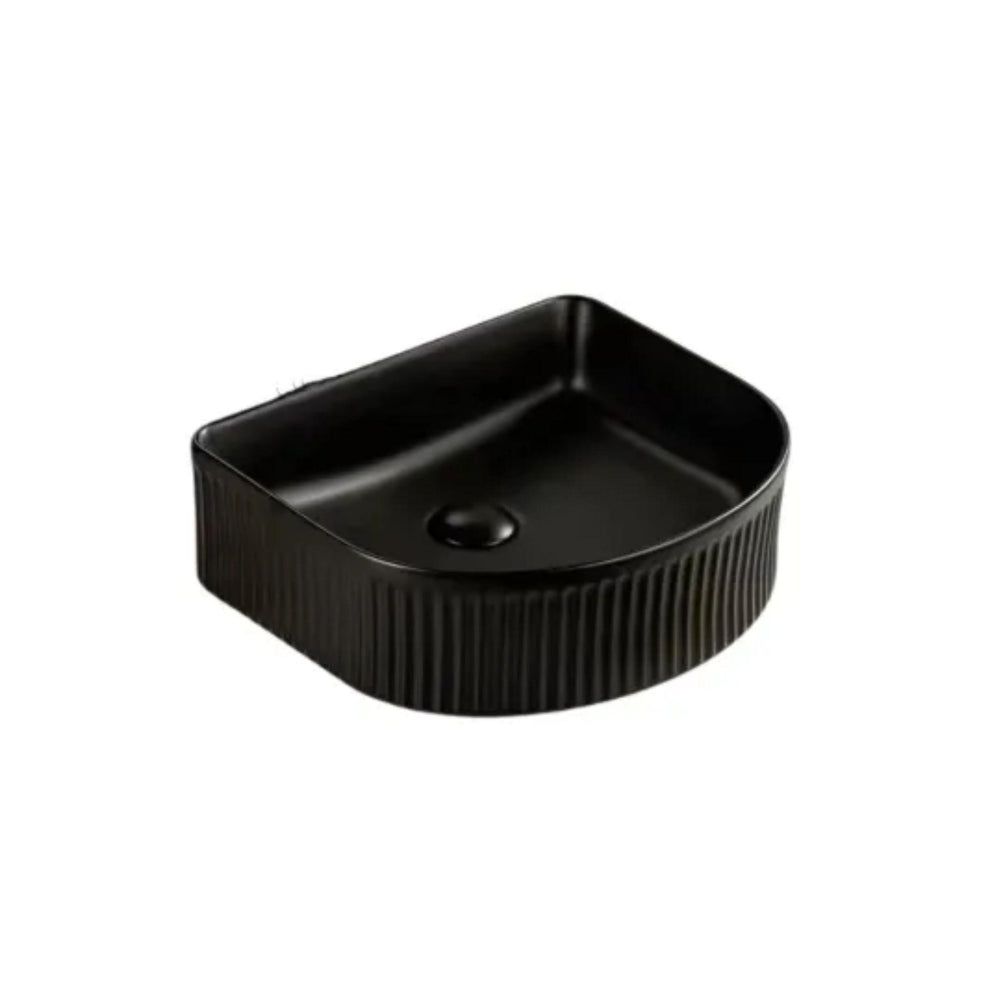 LUKKA ARCO FLUTED ABOVE COUNTER BASIN MATTE BLACK 400MM