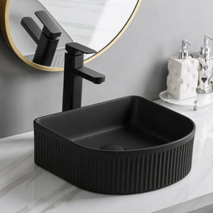 LUKKA ARCO FLUTED ABOVE COUNTER BASIN MATTE BLACK 400MM