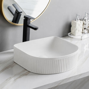 LUKKA ARCO FLUTED ABOVE COUNTER BASIN MATTE WHITE 400MM