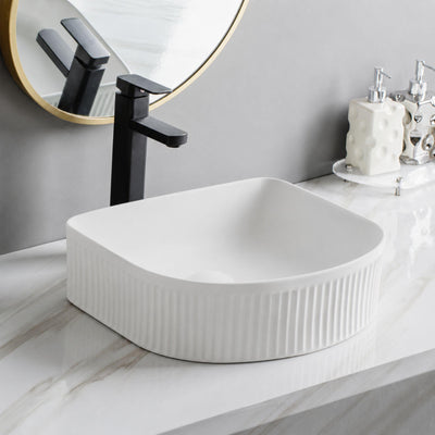 LUKKA ARCO FLUTED ABOVE COUNTER BASIN MATTE WHITE 400MM