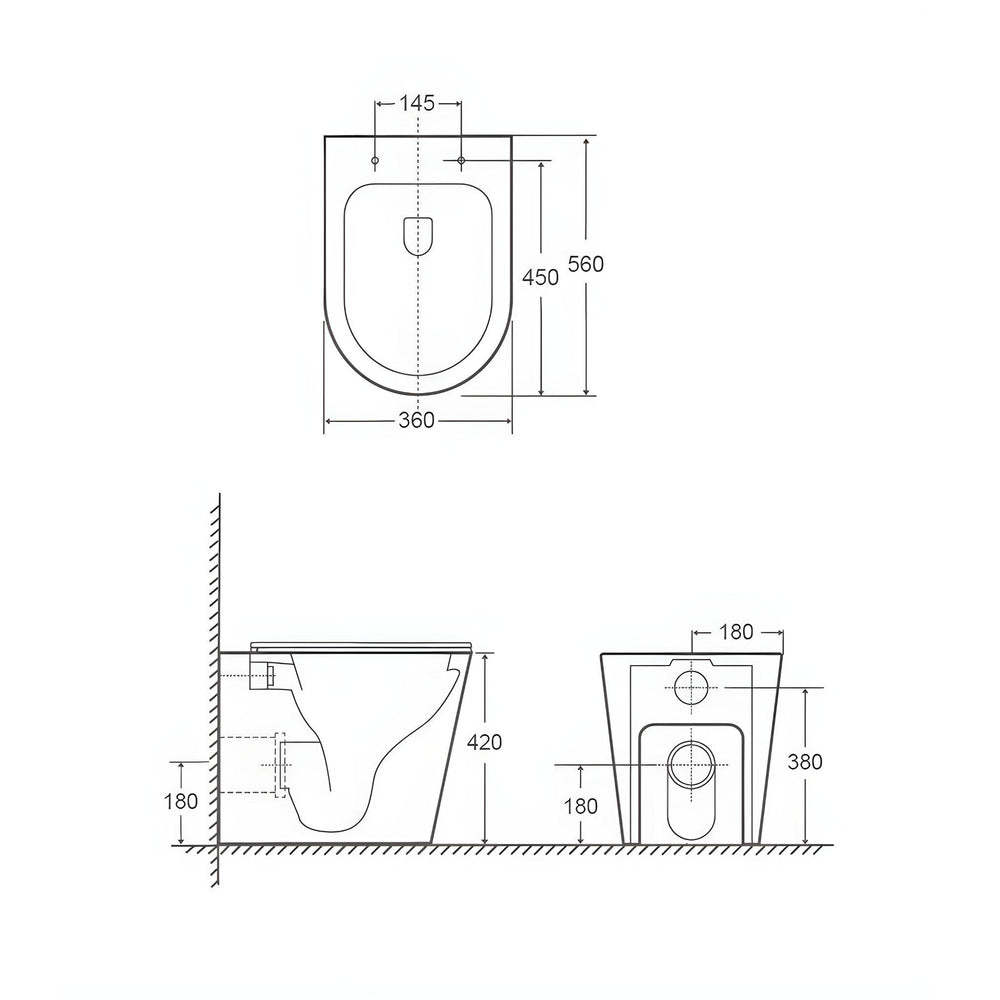 LUKKA AGENA RIMLESS WALL FACED FLOOR PAN GLOSS WHITE