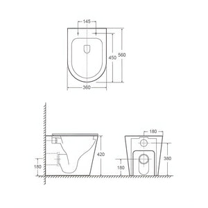 LUKKA AGENA RIMLESS WALL FACED FLOOR PAN GLOSS WHITE