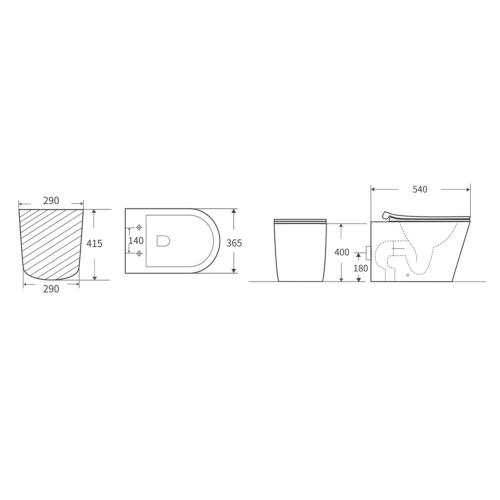 LUKKA AGENA RIMLESS WALL FACED FLOOR PAN GLOSS WHITE