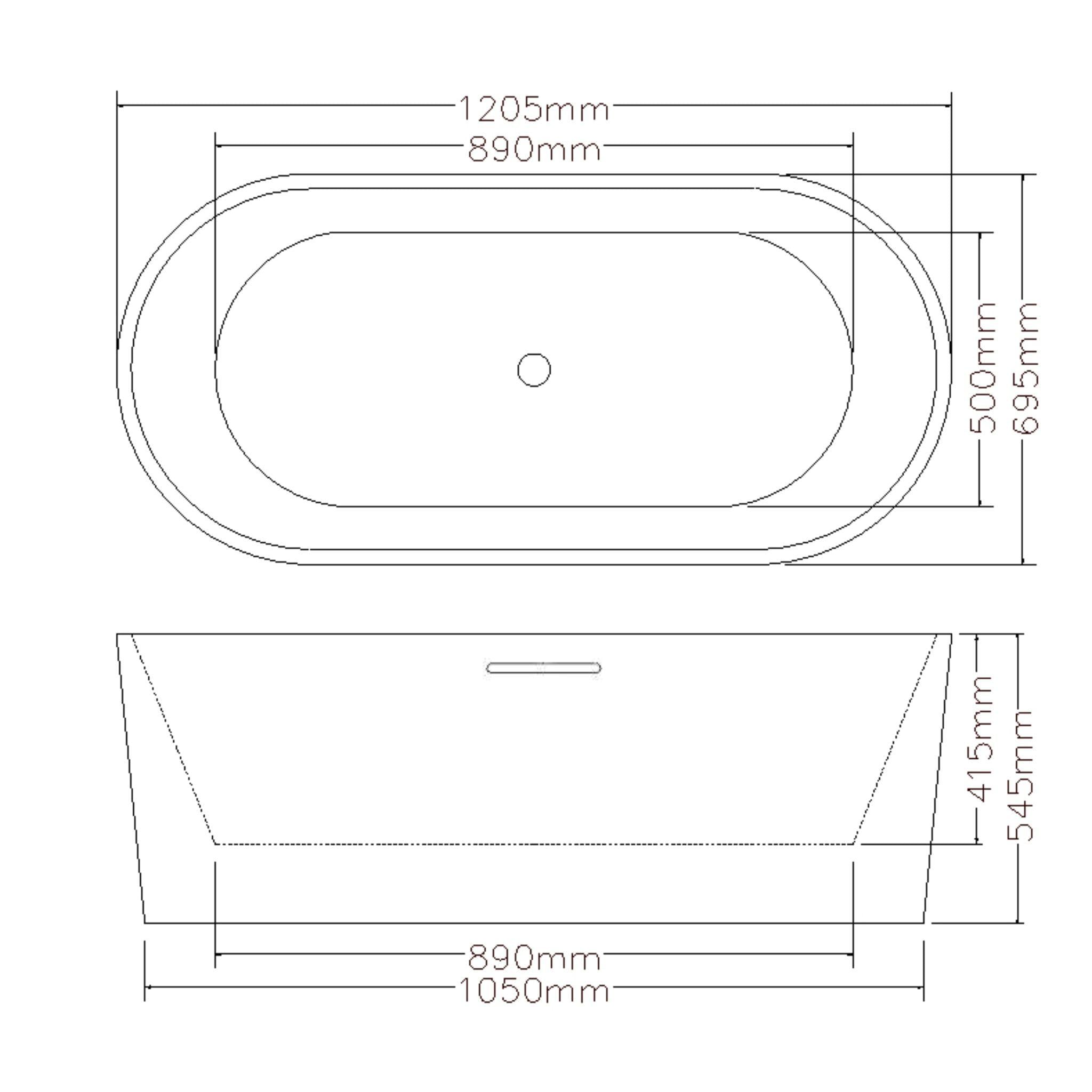 LUKKA AGENA FREESTANDING BATHTUB WITH OVERFLOW GLOSS WHITE (AVAILABLE IN MULTIPLE SIZES)