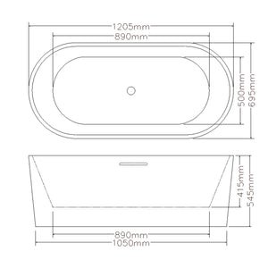 LUKKA AGENA FREESTANDING BATHTUB WITH OVERFLOW GLOSS WHITE (AVAILABLE IN MULTIPLE SIZES)
