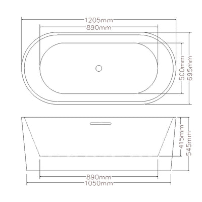 LUKKA AGENA FREESTANDING BATHTUB WITH OVERFLOW GLOSS WHITE (AVAILABLE IN MULTIPLE SIZES)