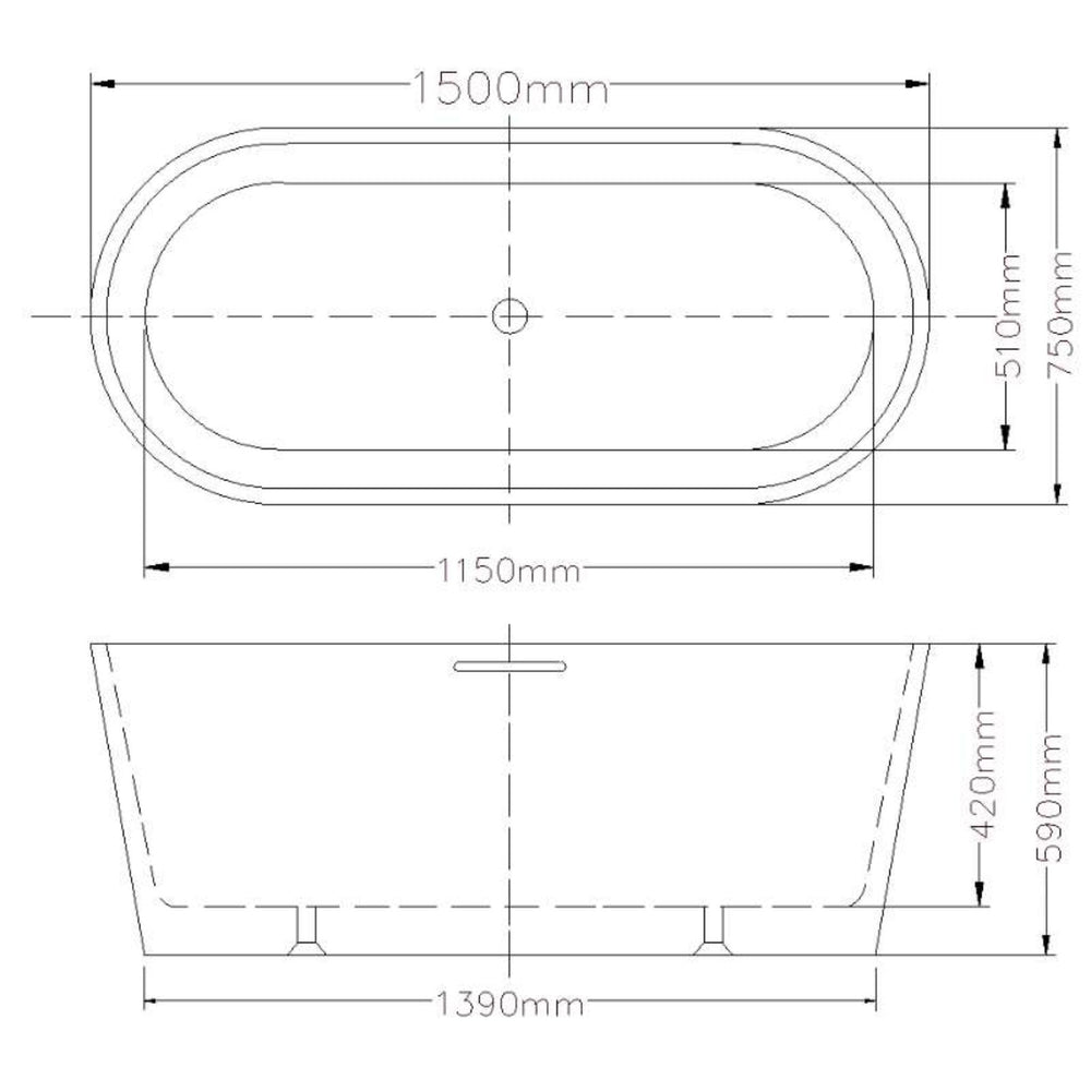 LUKKA AGENA FREESTANDING BATHTUB WITH OVERFLOW GLOSS WHITE (AVAILABLE IN MULTIPLE SIZES)