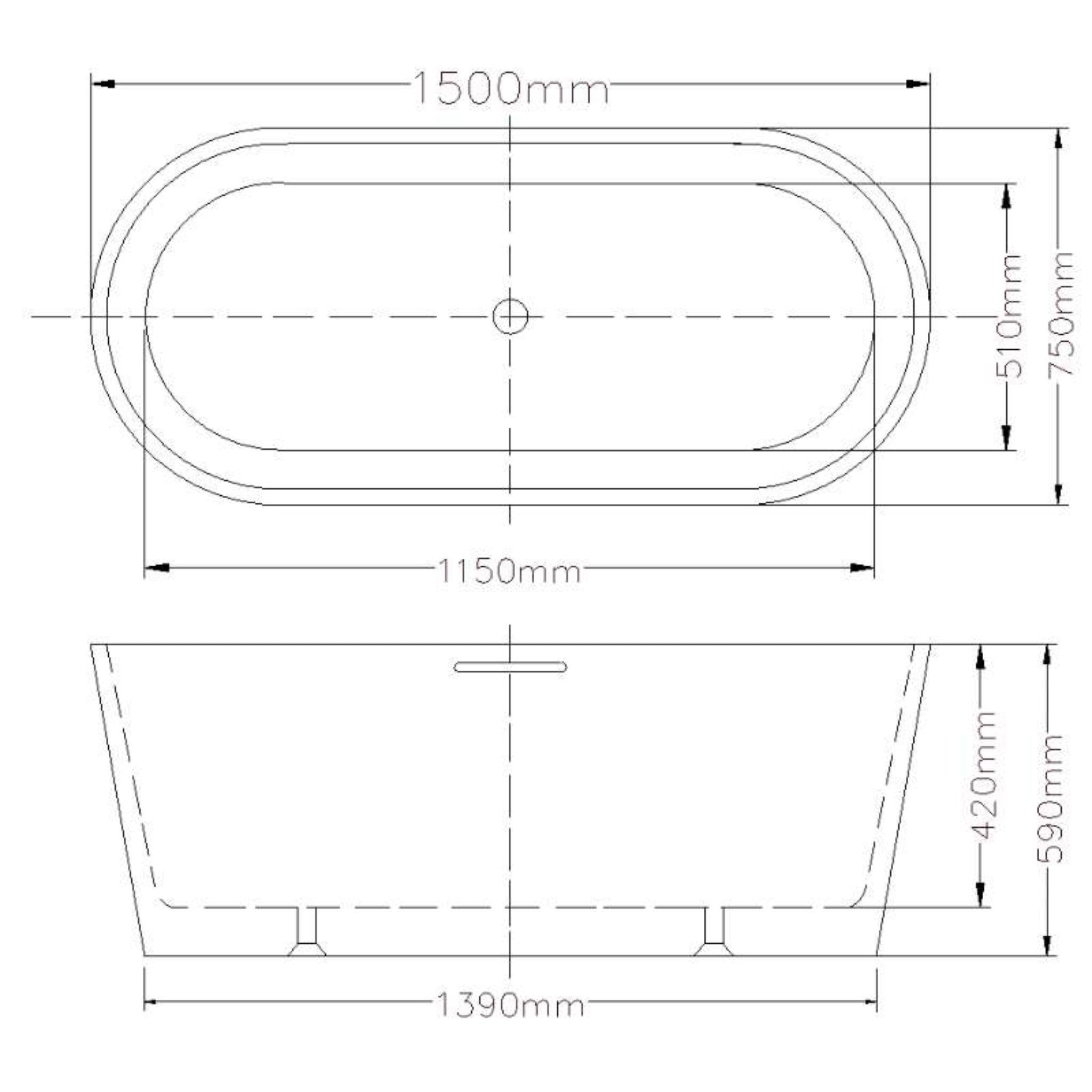 LUKKA AGENA FREESTANDING BATHTUB WITH OVERFLOW GLOSS WHITE (AVAILABLE IN MULTIPLE SIZES)