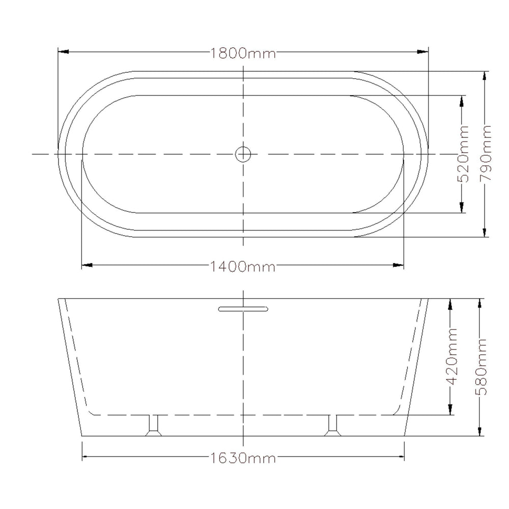 LUKKA AGENA FREESTANDING BATHTUB WITH OVERFLOW GLOSS WHITE (AVAILABLE IN MULTIPLE SIZES)