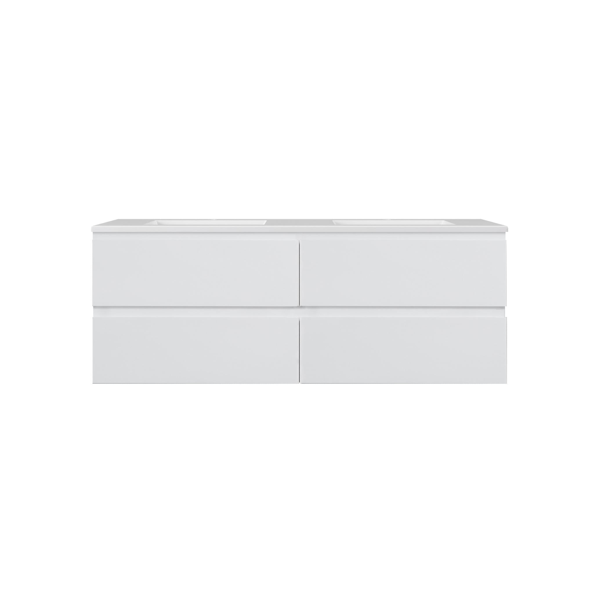 LUKKA ALPHA GLOSS WHITE 1200MM DOUBLE BOWL WALL HUNG VANITY