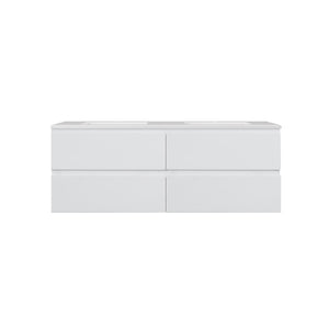 LUKKA ALPHA GLOSS WHITE 1200MM DOUBLE BOWL WALL HUNG VANITY