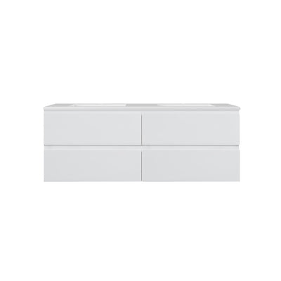 LUKKA ALPHA GLOSS WHITE 1200MM DOUBLE BOWL WALL HUNG VANITY