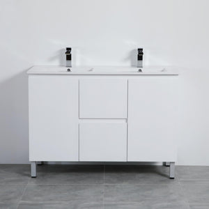 LUKKA ALPHA GLOSS WHITE 1200MM DOUBLE BOWL FLOOR STANDING VANITY