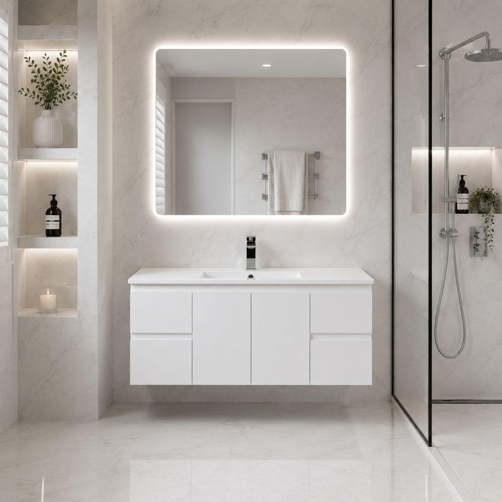 LUKKA ALPHA GLOSS WHITE 1200MM SINGLE BOWL WALL HUNG VANITY