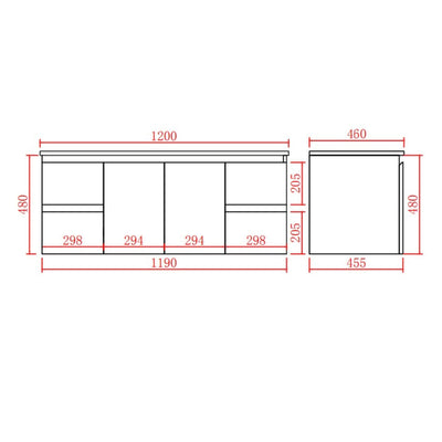 LUKKA ALPHA GLOSS WHITE 1200MM SINGLE BOWL WALL HUNG VANITY