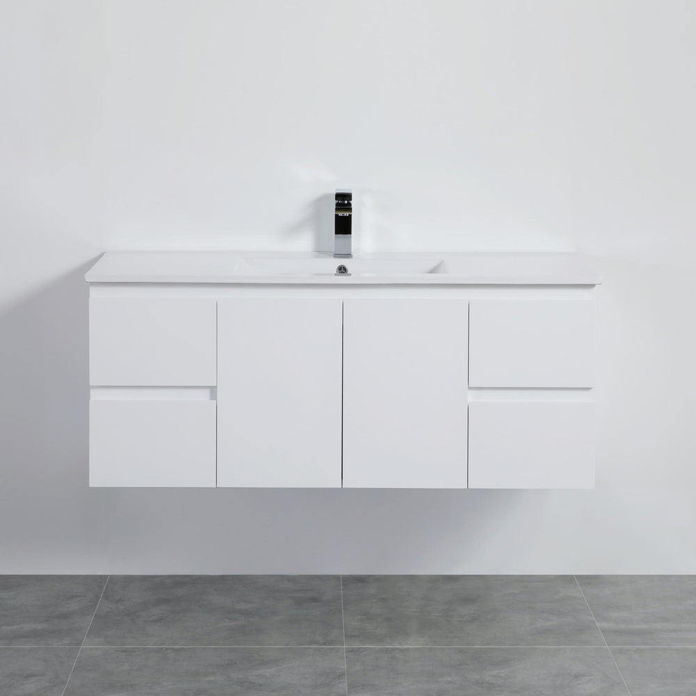 LUKKA ALPHA GLOSS WHITE 1200MM SINGLE BOWL WALL HUNG VANITY