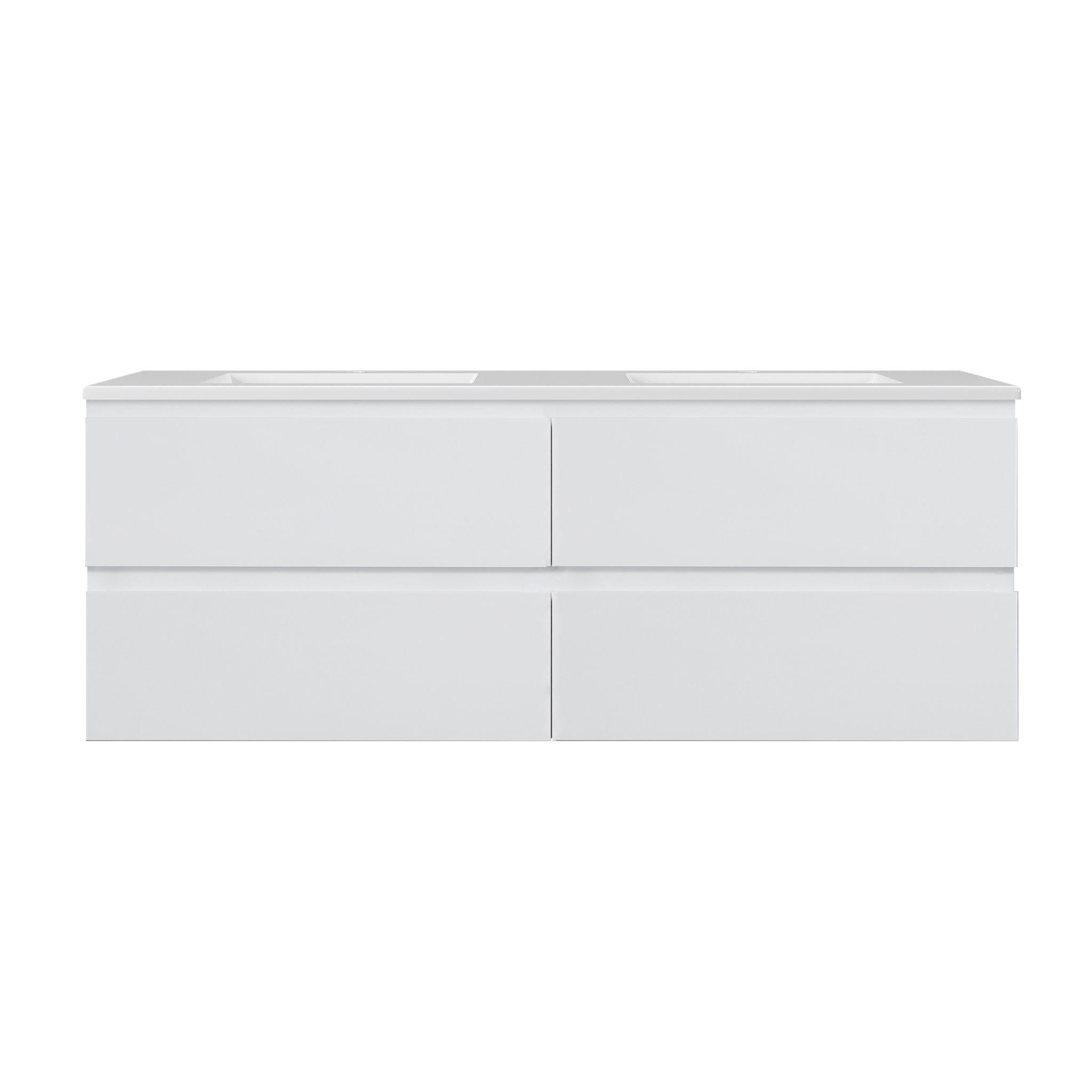 LUKKA ALPHA GLOSS WHITE 1500MM DOUBLE BOWL WALL HUNG VANITY