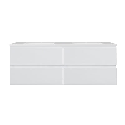 LUKKA ALPHA GLOSS WHITE 1500MM DOUBLE BOWL WALL HUNG VANITY