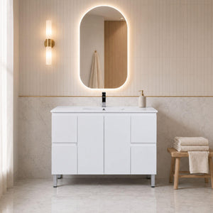 LUKKA ALPHA GLOSS WHITE 1500MM SINGLE BOWL FLOOR STANDING VANITY