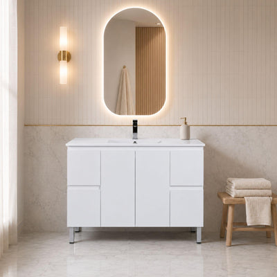 LUKKA ALPHA GLOSS WHITE 1500MM SINGLE BOWL FLOOR STANDING VANITY