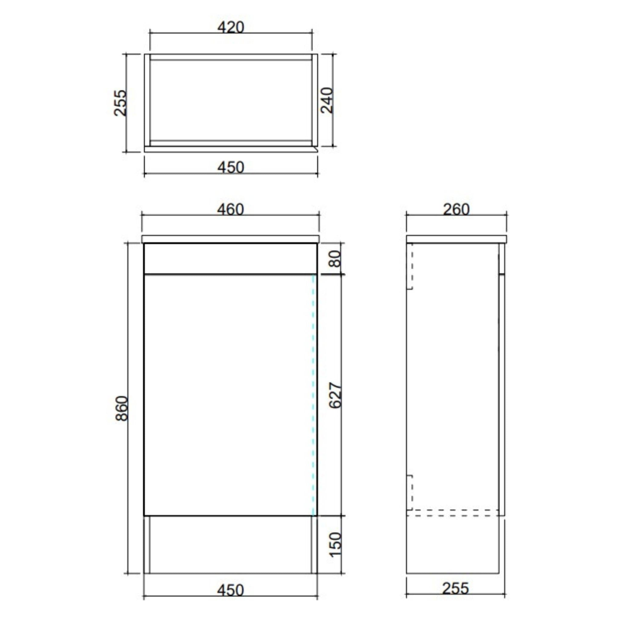 LUKKA ALPHA MINI GLOSS WHITE 450MM SPACE SAVING SINGLE BOWL FLOOR STANDING VANITY WITH KICKBOARD