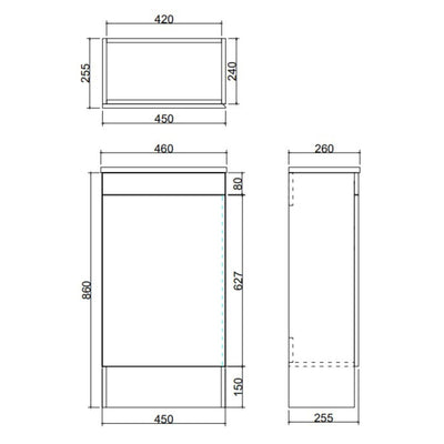 LUKKA ALPHA MINI GLOSS WHITE 450MM SPACE SAVING SINGLE BOWL FLOOR STANDING VANITY WITH KICKBOARD