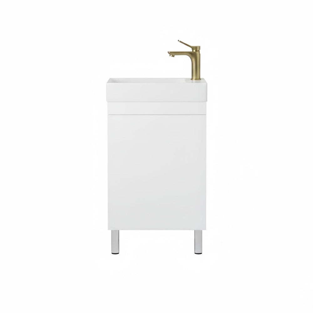 LUKKA ALPHA MINI GLOSS WHITE 450MM SPACE SAVING SINGLE BOWL FLOOR STANDING VANITY