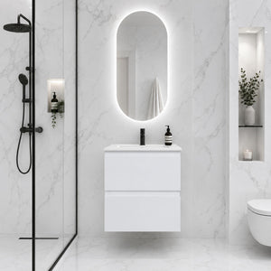 LUKKA ALPHA GLOSS WHITE 600MM SINGLE BOWL WALL HUNG VANITY
