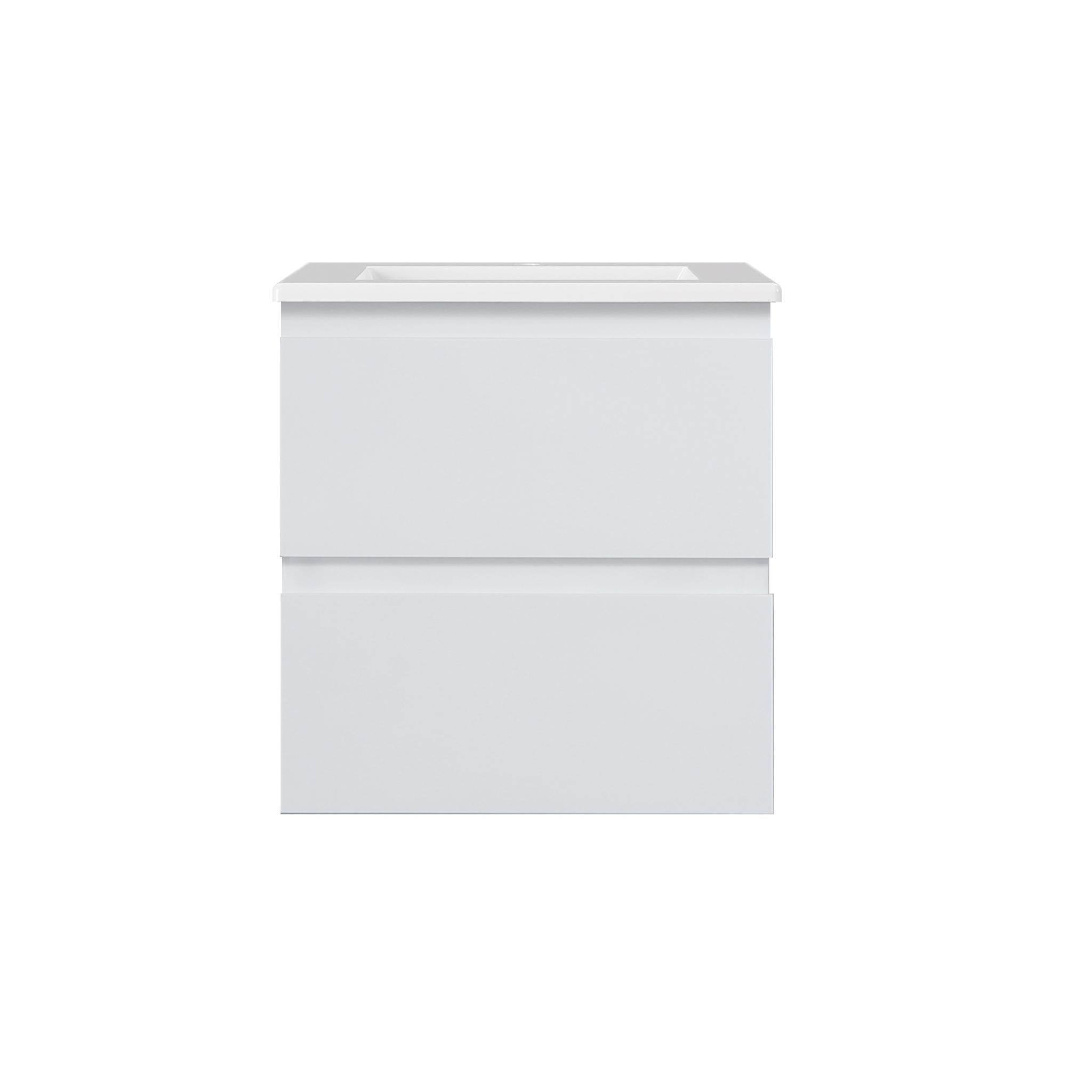 LUKKA ALPHA GLOSS WHITE 600MM SINGLE BOWL WALL HUNG VANITY