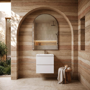 LUKKA ALPHA GLOSS WHITE 600MM SINGLE BOWL WALL HUNG VANITY