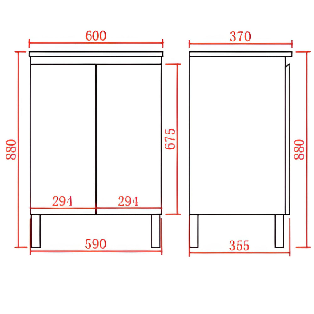 LUKKA ALPHA ENSUITE GLOSS WHITE 600MM SPACE SAVING FLOOR STANDING VANITY