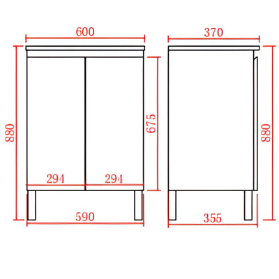 LUKKA ALPHA ENSUITE GLOSS WHITE 600MM SPACE SAVING FLOOR STANDING VANITY