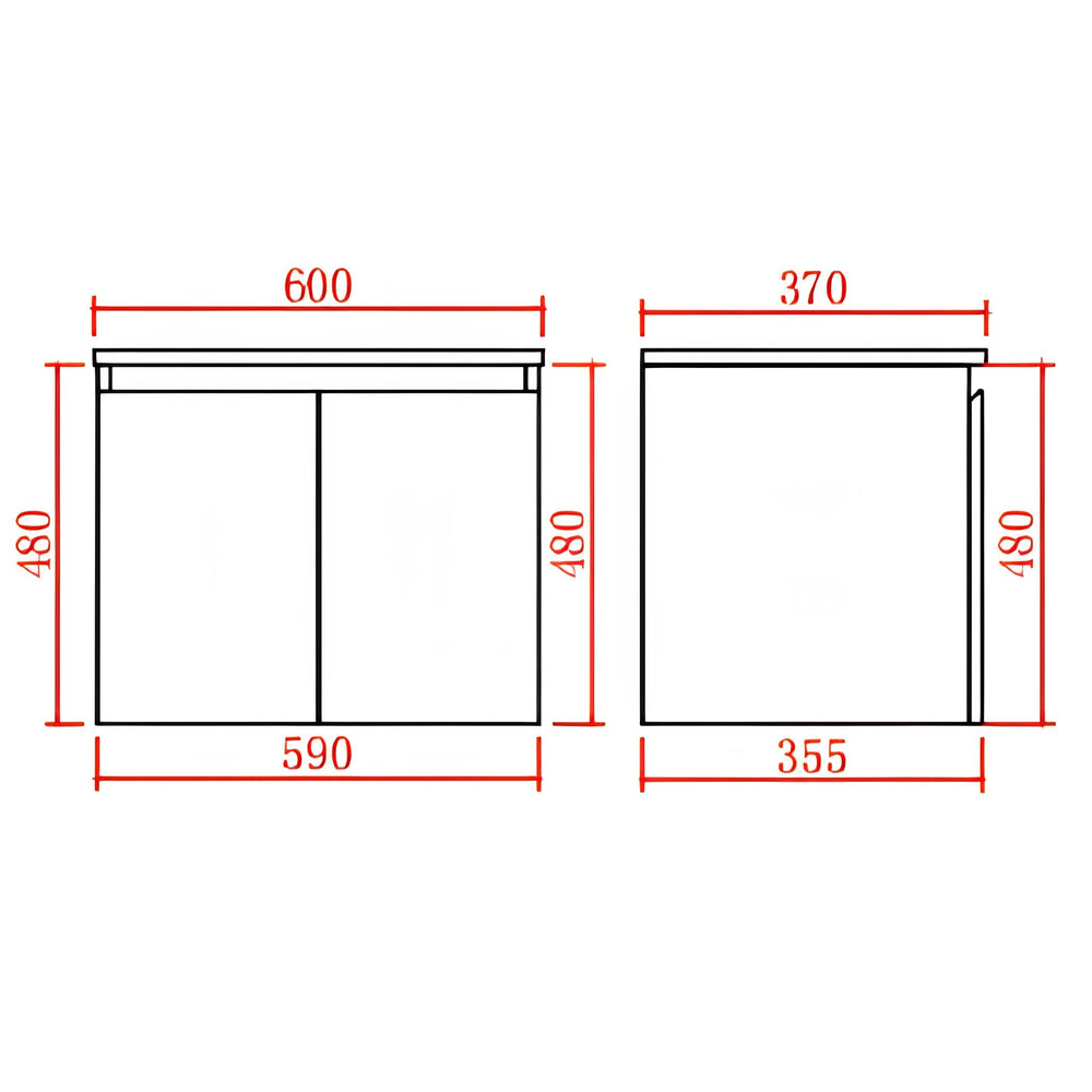 LUKKA ALPHA ENSUITE GLOSS WHITE 600MM SPACE SAVING WALL HUNG VANITY