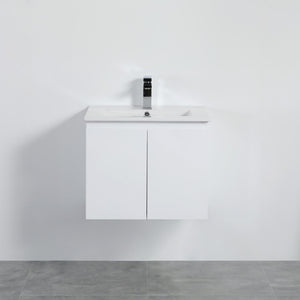 LUKKA ALPHA ENSUITE GLOSS WHITE 600MM SPACE SAVING WALL HUNG VANITY